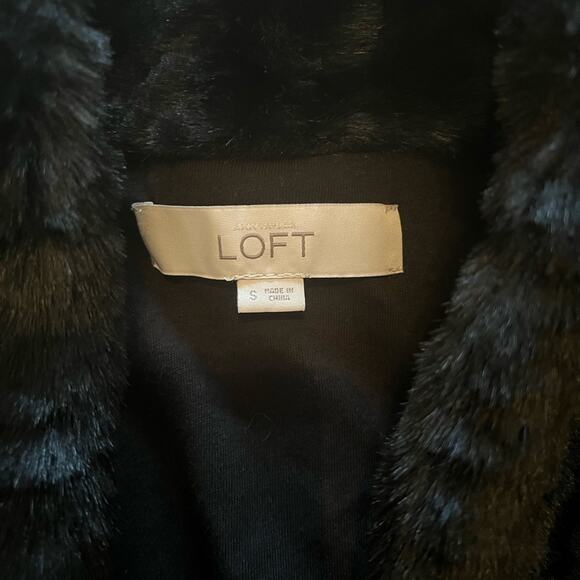 Loft Dressy Cozy Cotton Wool Knit Faux Fur Soft Open Sweater Vest Size Small - Picture 5 of 5